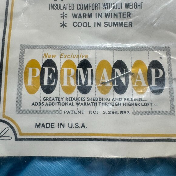 Vintage New Old Stock Beacon Napped Thermal Twin/Full Blanket Blue Satin Edge - Picture 14 of 14